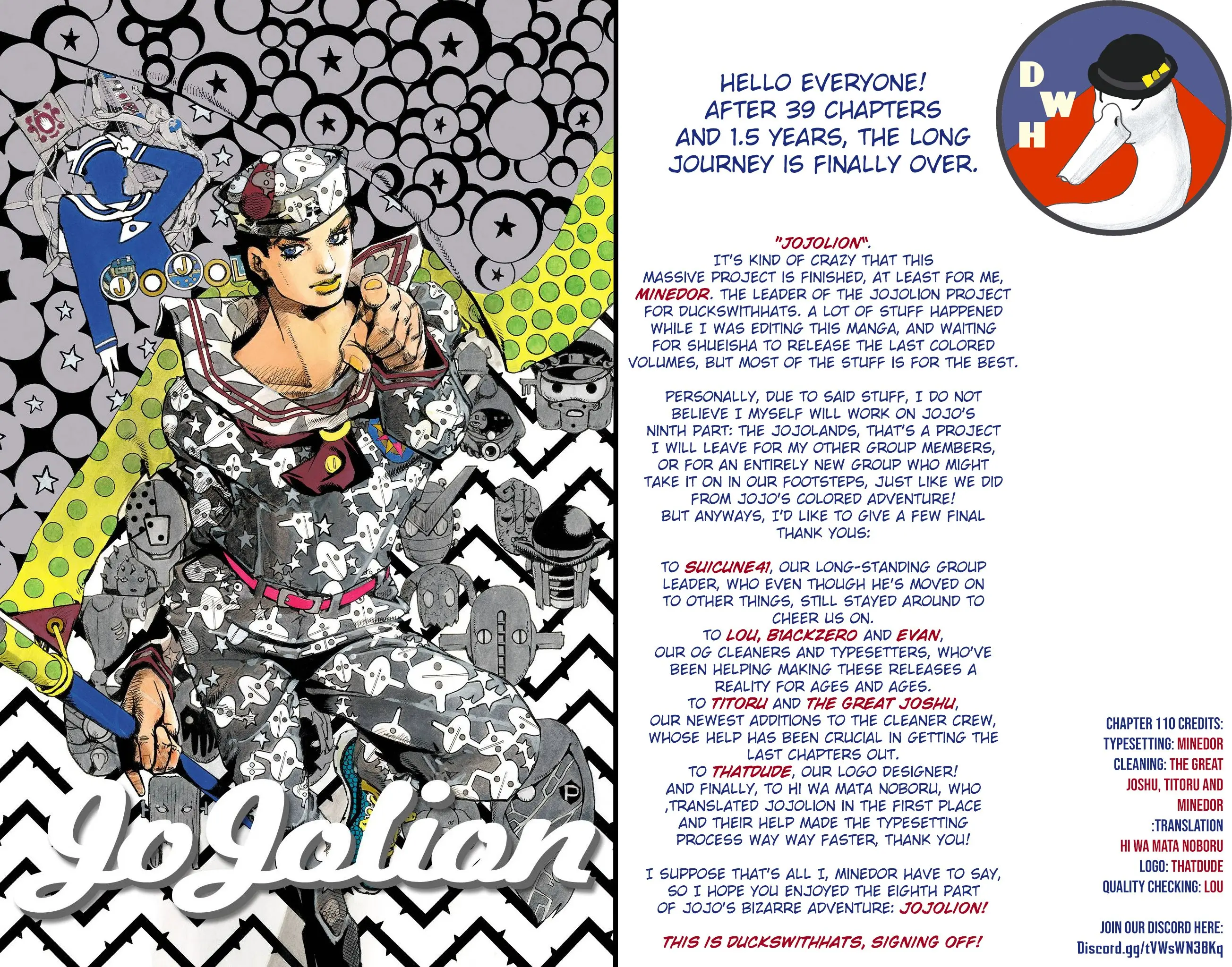JoJo's Bizarre Adventure, Part 8: JoJolion Colored Manga — Chapter 110 END — Page 48